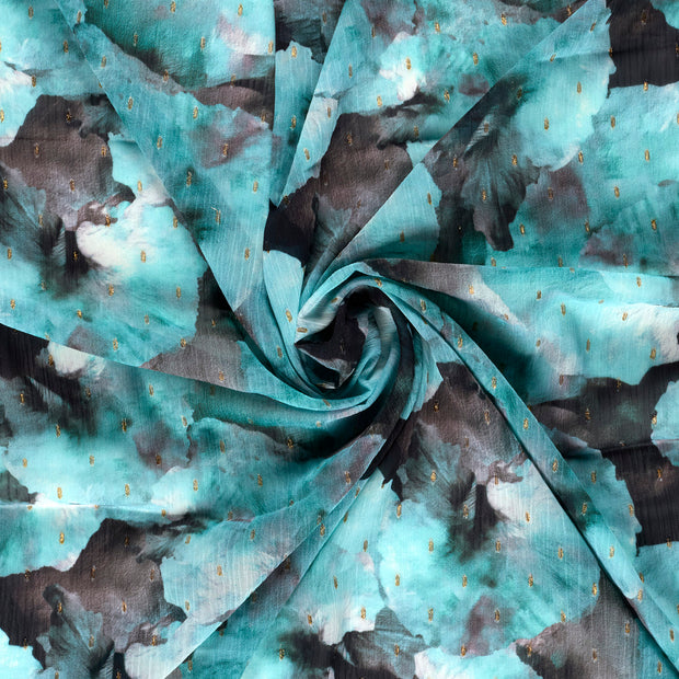 Chiffon fabric Dark Mint digital printed 