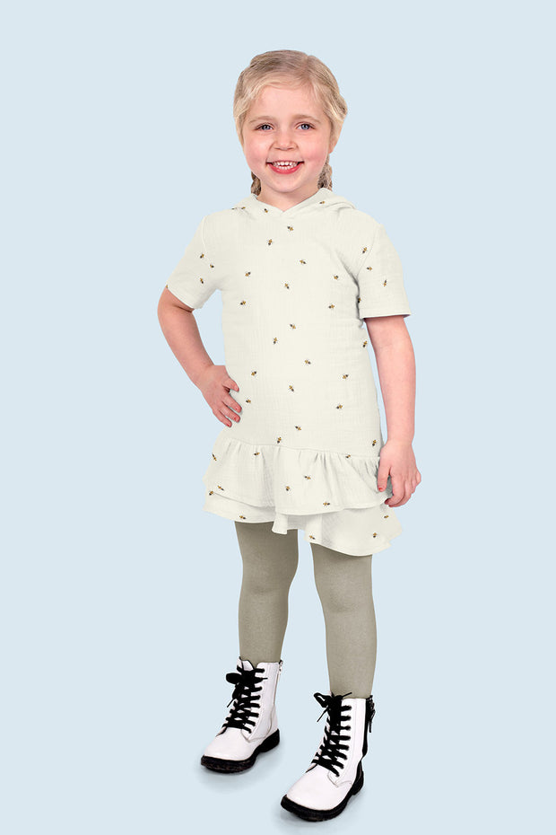 Muslin fabric Bees Off White
