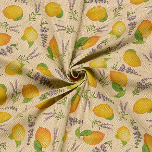 Linen Look fabric Beige digital printed 