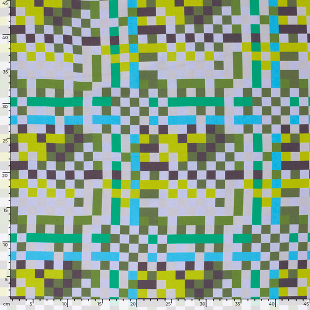 Viscose Satin fabrik Geometrisch Hellblau