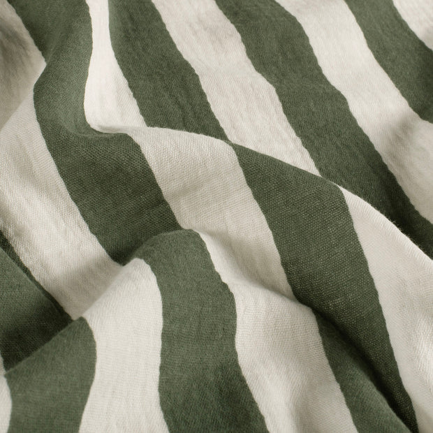 Muslin fabric Stripes Khaki Green