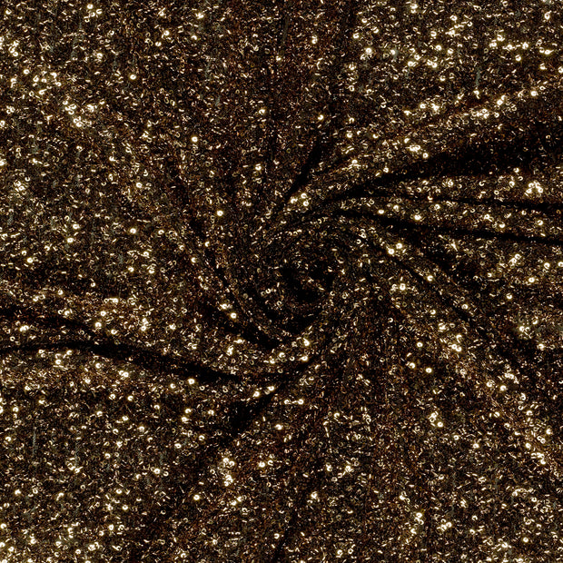 Mesh fabric Dark Brown Sequins 