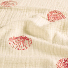Muslin embroidered Shells Red