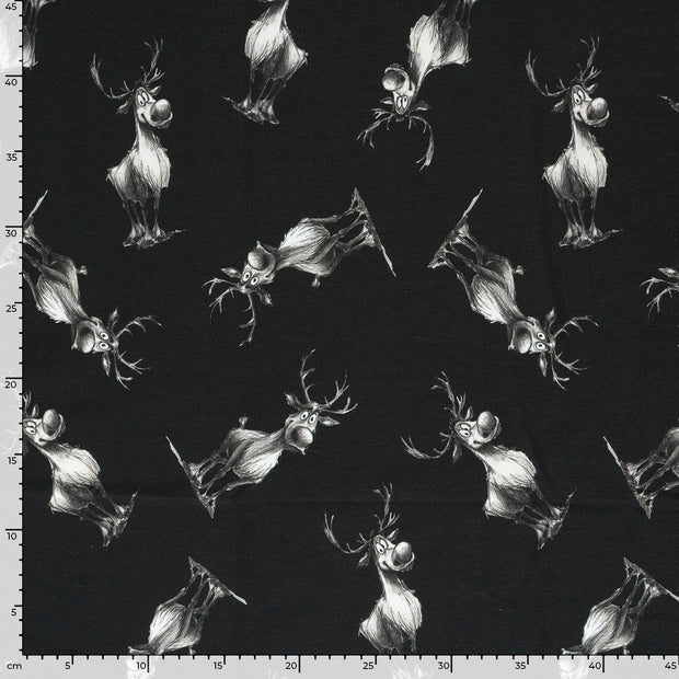 French Terry fabric Deer Black