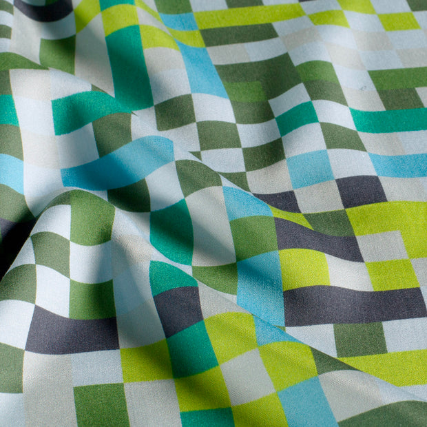 Viscose Satin fabrik Geometrisch Hellblau