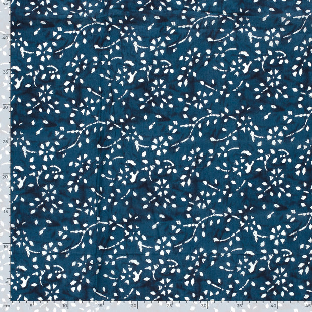 Voile fabric Flowers Indigo