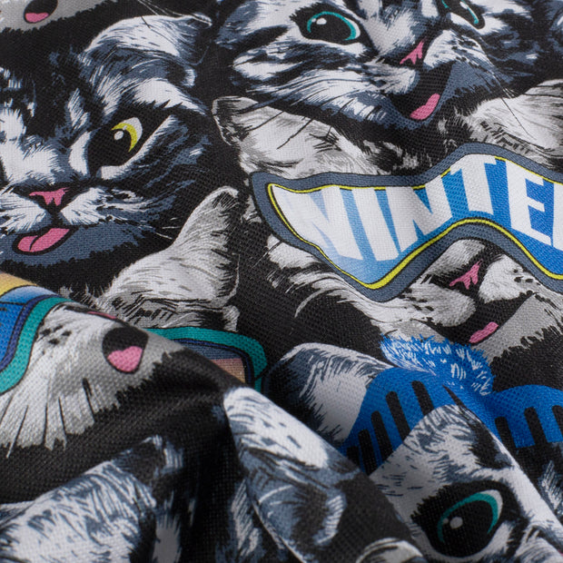 Panama fabric Cats Black