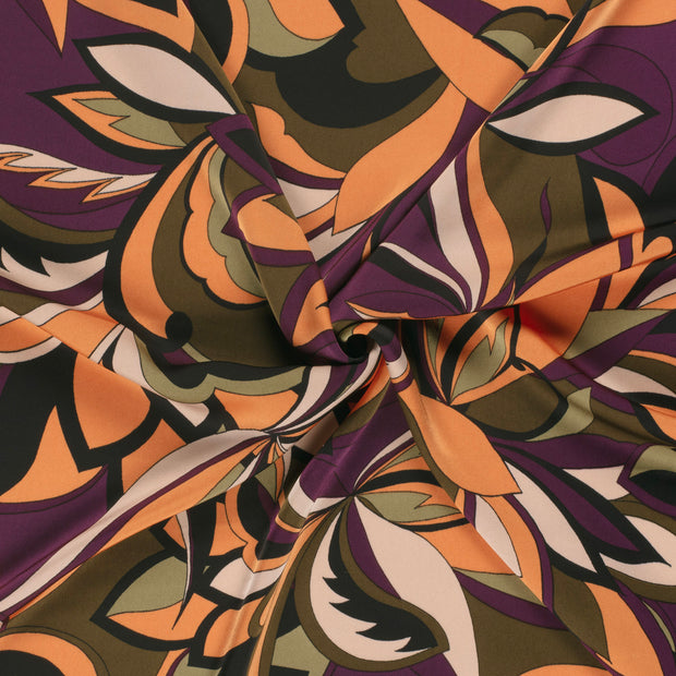Satin Duchesse fabric Coral printed 