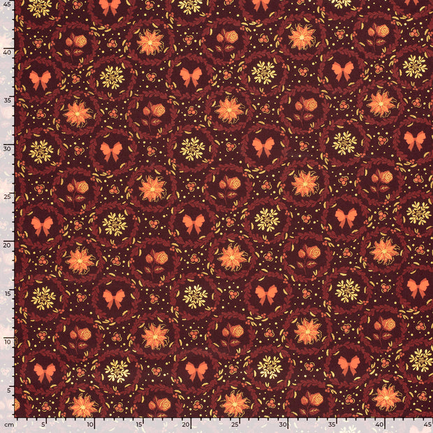 Cotton Poplin fabric Christmas Wine red