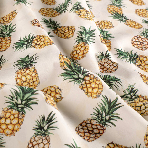 Cotton Poplin fabric Pineapple Off White