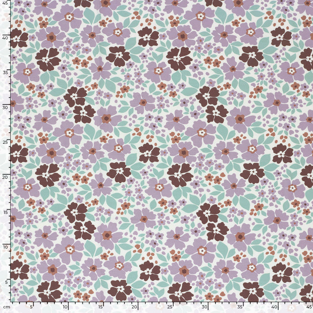 Jersey fabric Flowers Off White