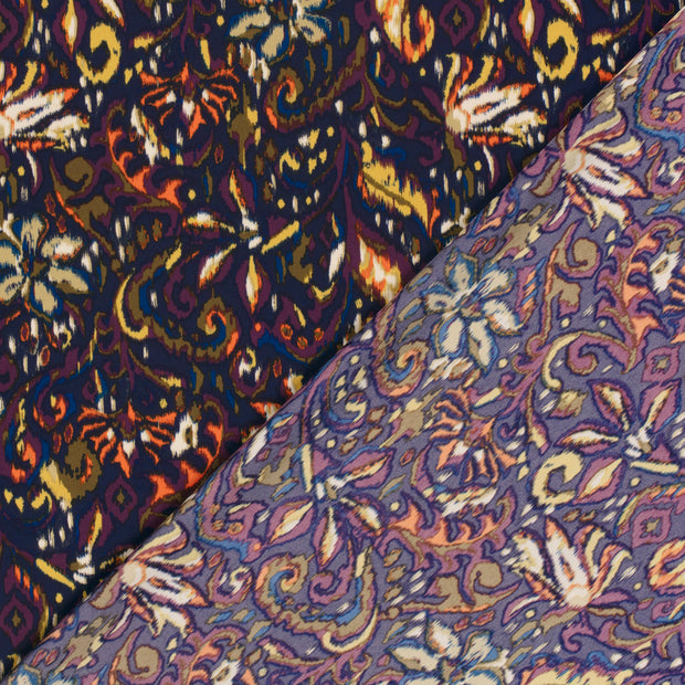 Satin Duchesse fabric Paisley printed 