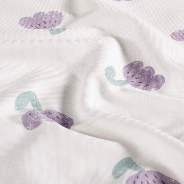 French Terry fabric Flowers Off White