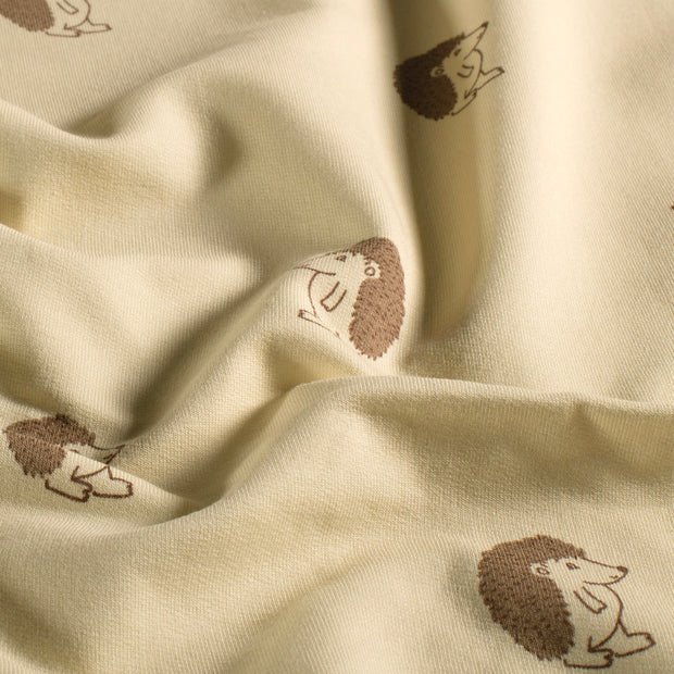 French Terry fabric Hedgehog Beige