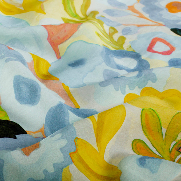 Viscose Nylon Ottoman fabrik Blumen Hellblau