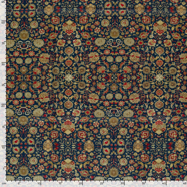 Cotton Poplin fabric Flowers Navy
