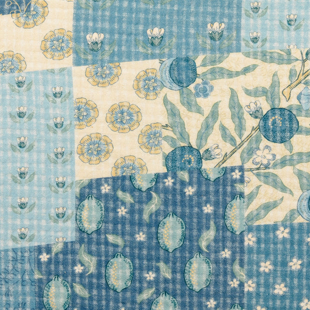 Algodón Popelina tela Patchwork Azul bebé