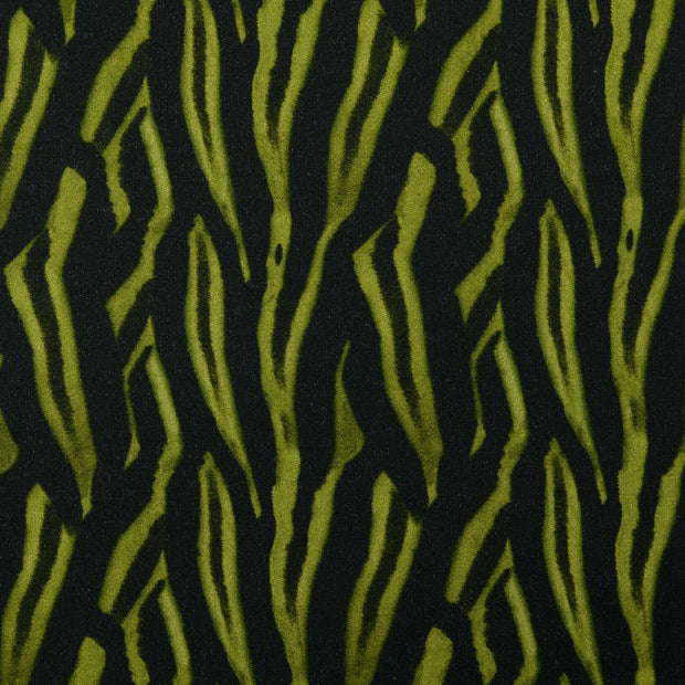 French Terry fabric Animals Olive Green