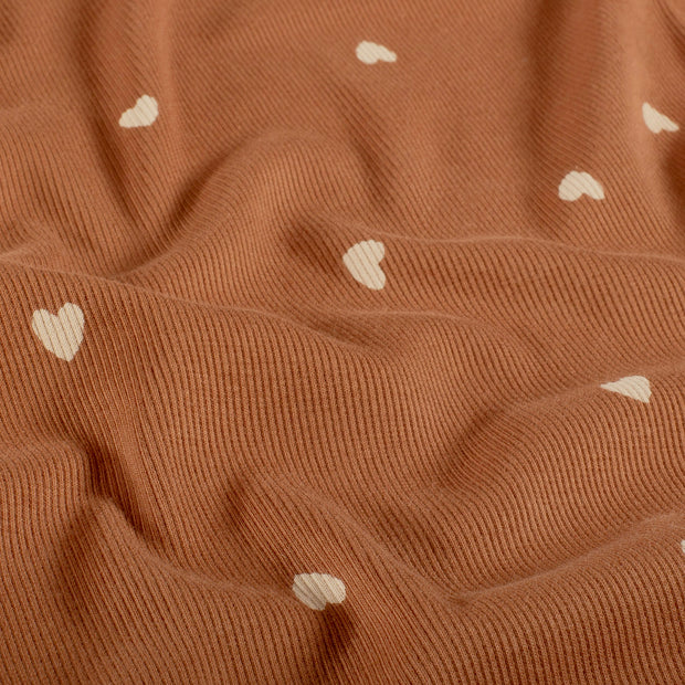 Rib Jersey fabric Hearts Old Pink