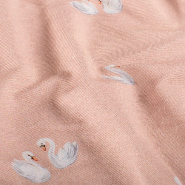 Cotton Jersey GOTS organic fabric Swans Light Pink