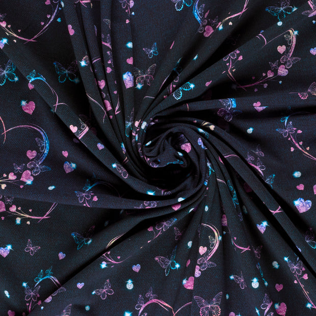 French Terry fabric Indigo brushed and digital printed 