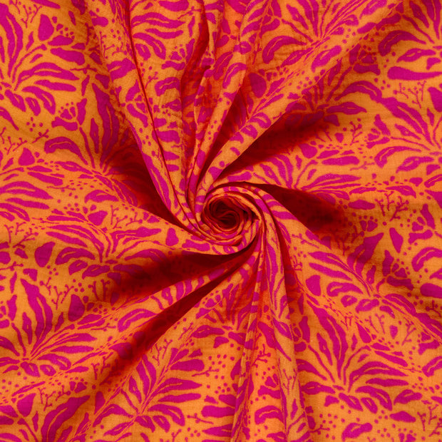 Muslin fabric Orange printed 