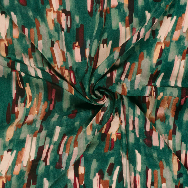 Satin Velvet fabric Dark Green printed 