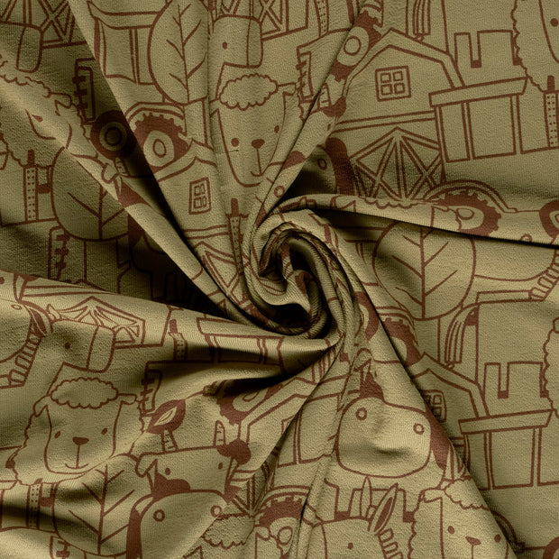 Terry Crepe fabric Olive Green 