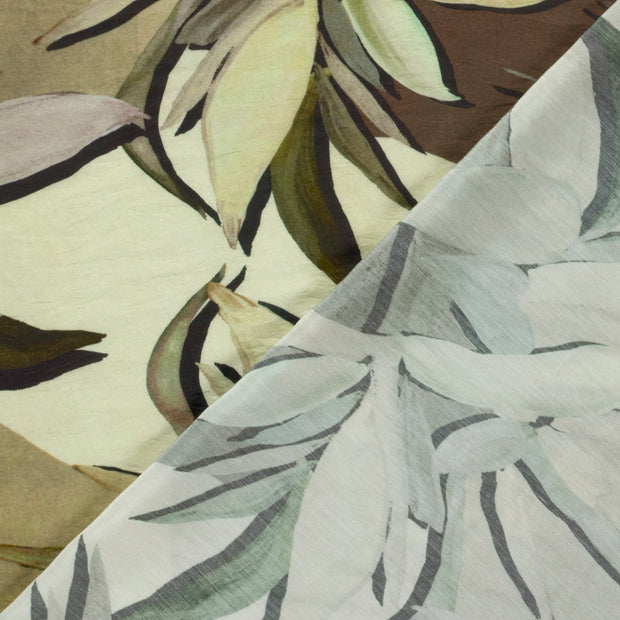 Viscose Nylon Ottoman fabric Leaves printed 