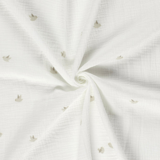 Muslin fabric Off White printed 