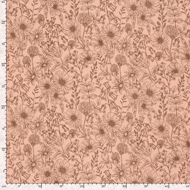 Muslin fabric Flowers Old Pink