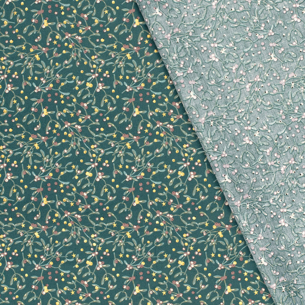Cotton Poplin fabric Leaves printed and foil 