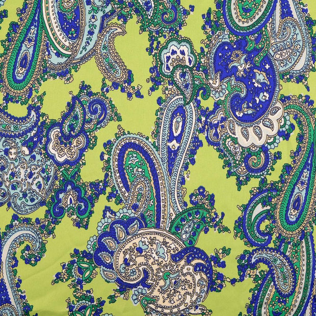 Satin fabric Paisley Apple Green