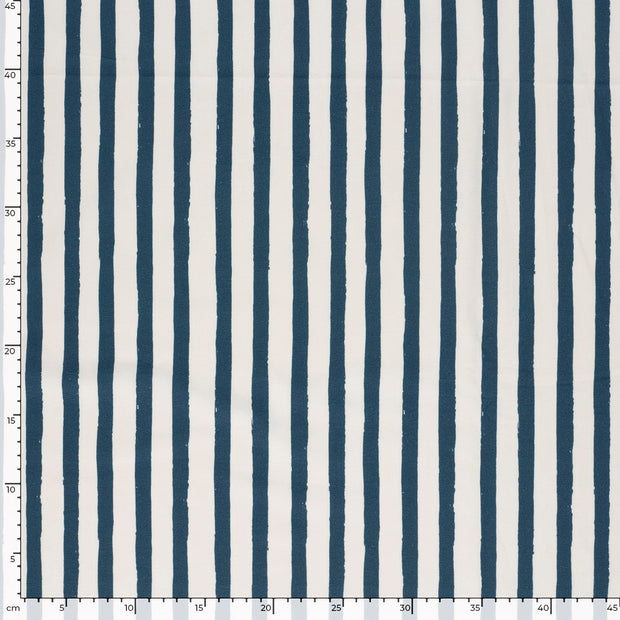 French Terry GOTS organic fabric Stripes Steel Blue