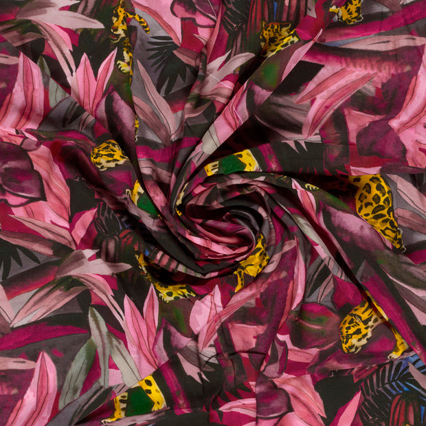 Viscosa Poplin tela Fucsia estampado 