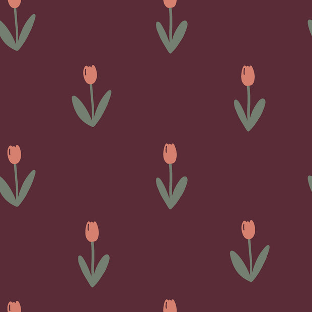 Babycord 21w fabric Flowers Bordeaux