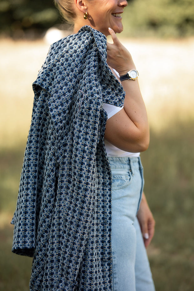 Bouclé fabric Checks Navy