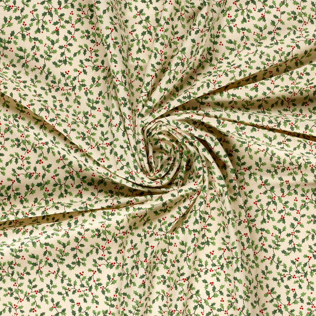 Cotton Poplin fabric Off White printed 