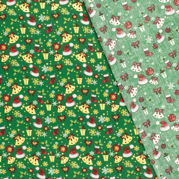 Cotton Poplin fabric Ornaments printed and foil 