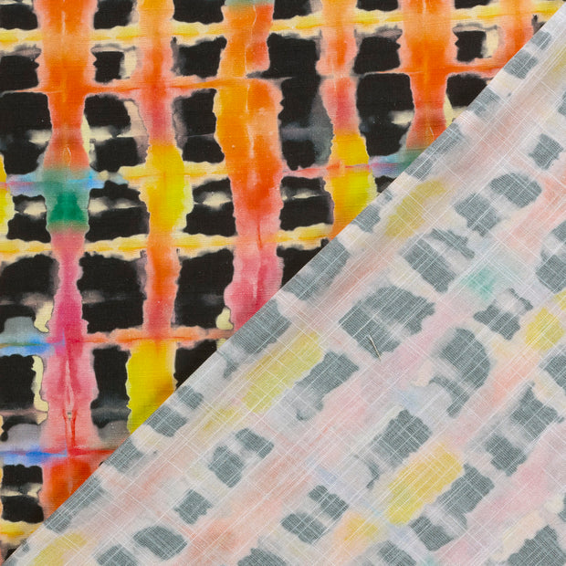 Woven Viscose Linen fabric Abstract printed 