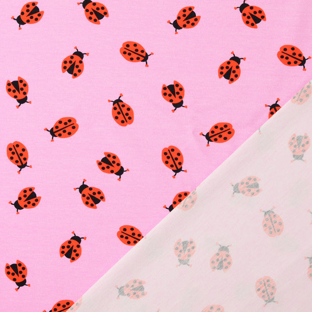 Jersey fabric Ladybugs Pink