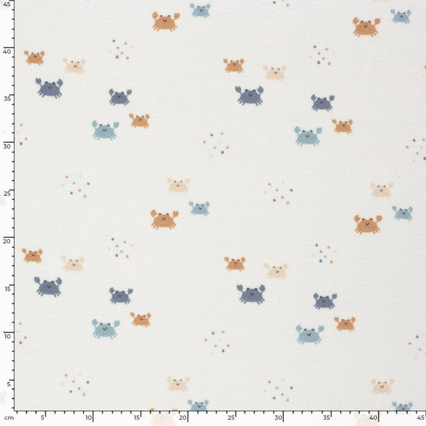 Stretch terry fabric Crabs Off White