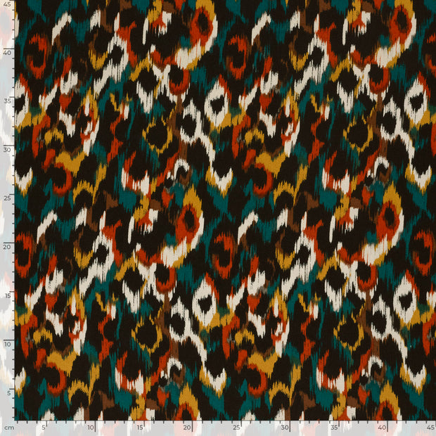 Viscose Satin fabrik Abstrakt Petrol