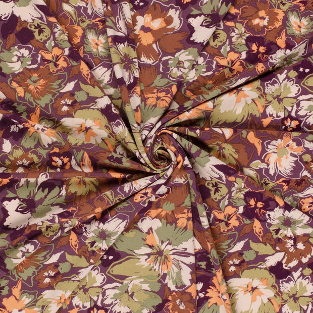 Viscose Vortex Jersey fabric Aubergine printed 