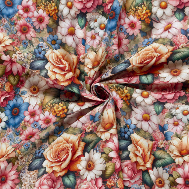 Panama fabric Light Pink digital printed 