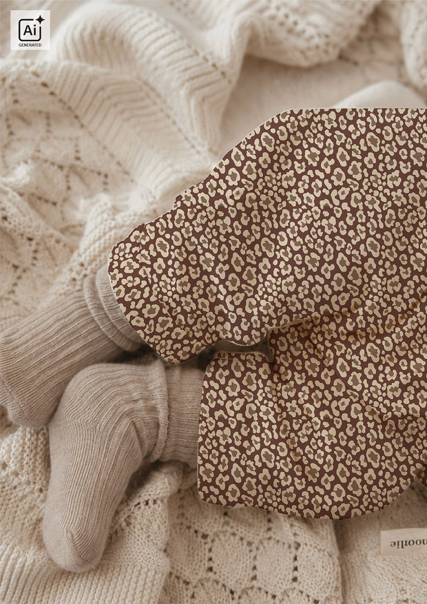 Jersey fabric Leopards Brique