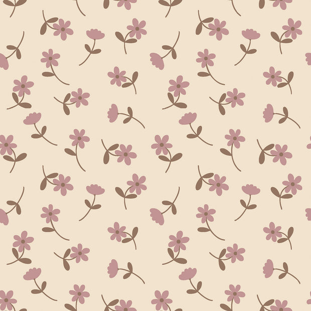 Jersey fabric Flowers Beige