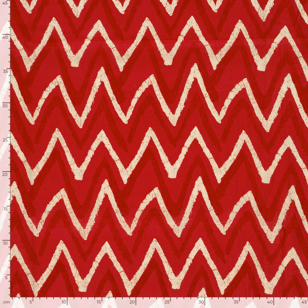 Voile fabric Abstract Red