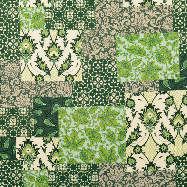 Cotton Poplin fabric Paisley Green