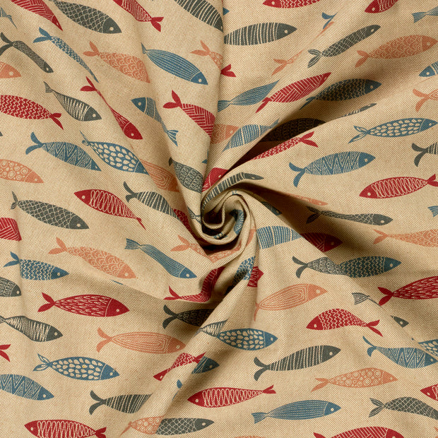 Linen Look fabric Beige digital printed 